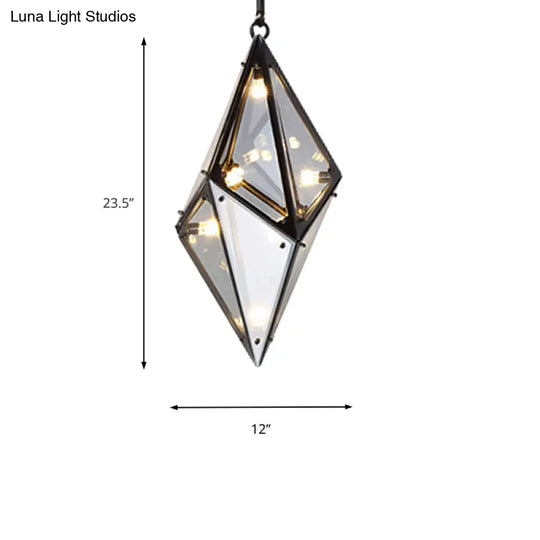 Modernist Diamond Pendant Lamp With Multi Lights - Amber/Smoke Glass Living Room Ceiling Light Led