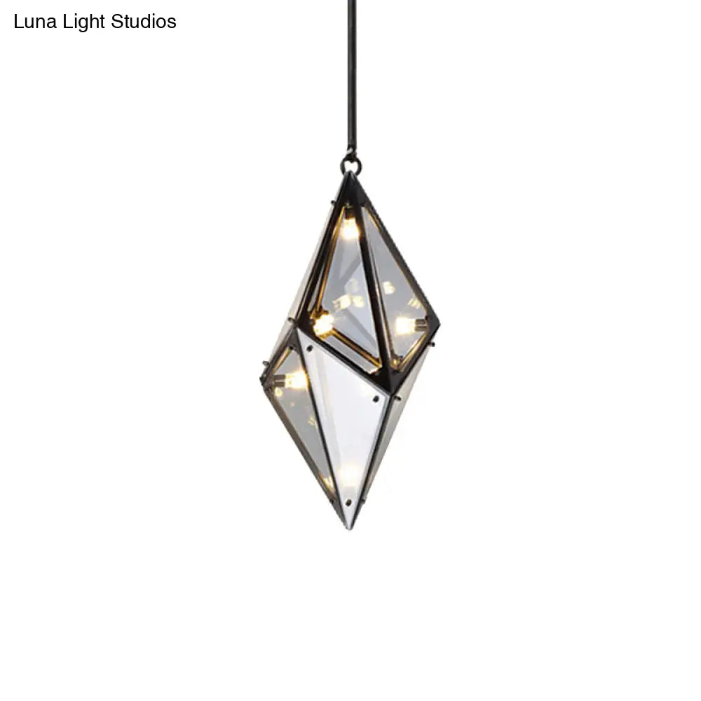 Florence - Modernist Amber/Smoke Glass Pendant Lamp | Horizontal/Vertical Diamond