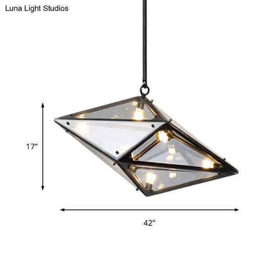 Modernist Diamond Pendant Lamp With Multi Lights - Amber/Smoke Glass Living Room Ceiling Light Led