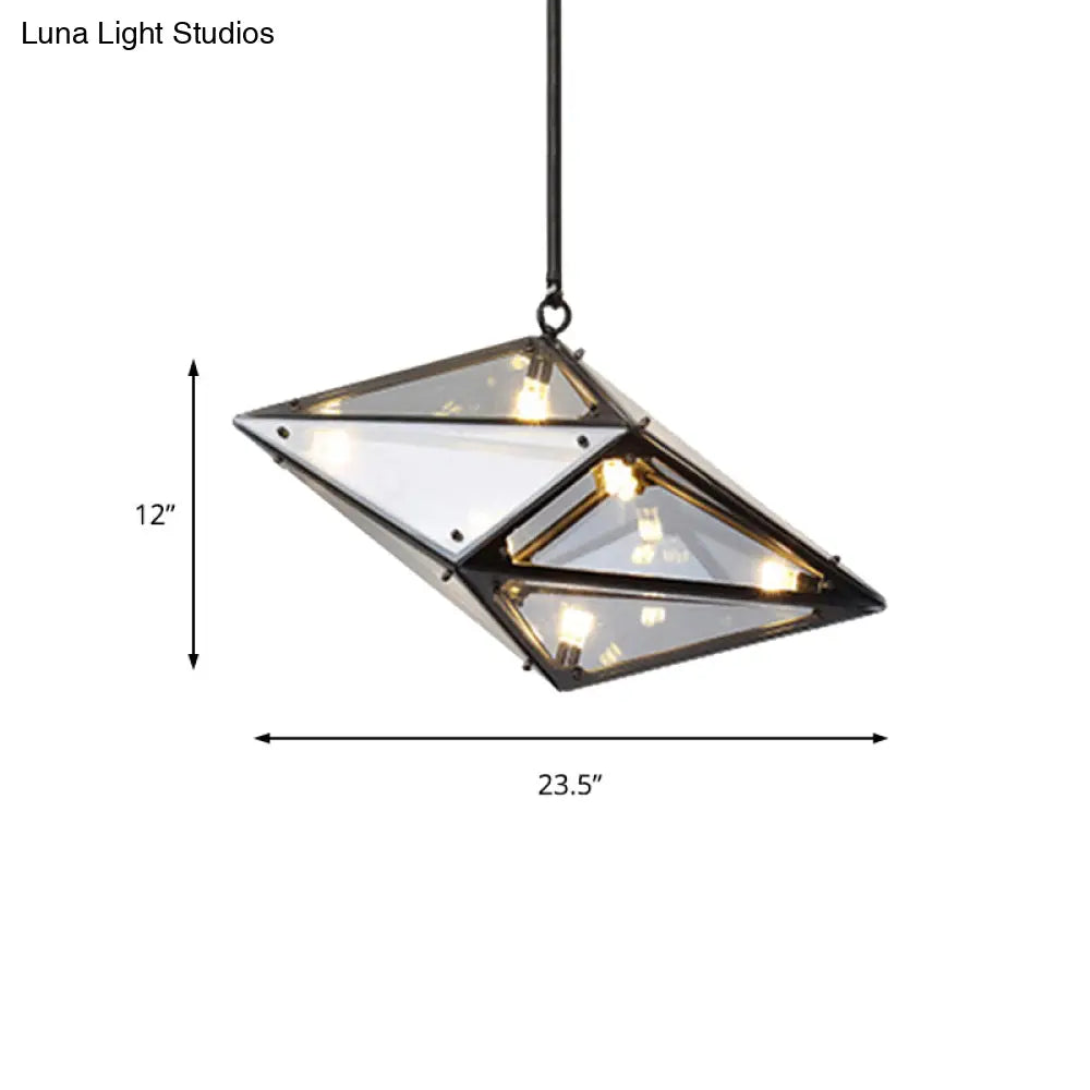 Modernist Diamond Pendant Lamp With Multi Lights - Amber/Smoke Glass Living Room Ceiling Light Led