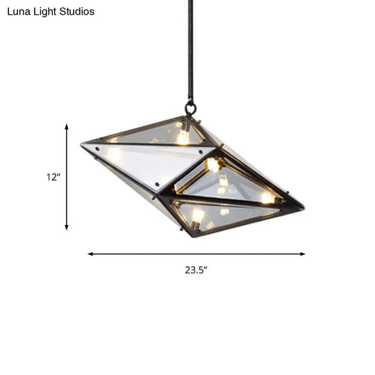 Modernist Diamond Pendant Lamp With Multi Lights - Amber/Smoke Glass Living Room Ceiling Light Led