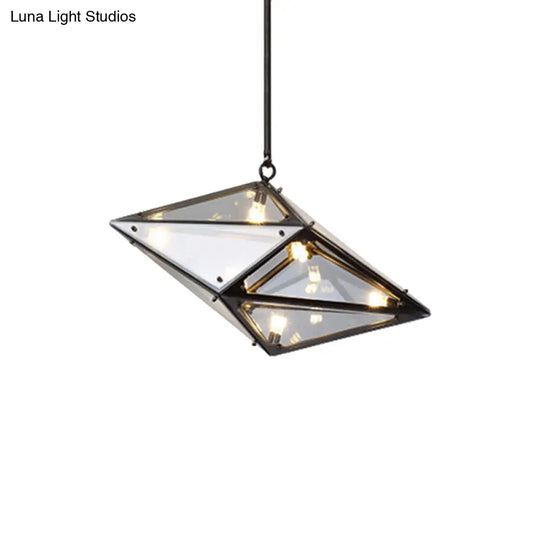 Modernist Diamond Pendant Lamp With Multi Lights - Amber/Smoke Glass Living Room Ceiling Light Led