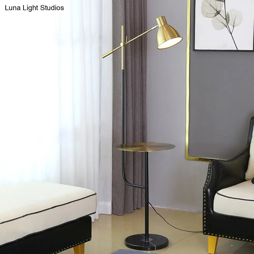 Modernist Dome Floor Lamp With Balance Arm - Gold/Black