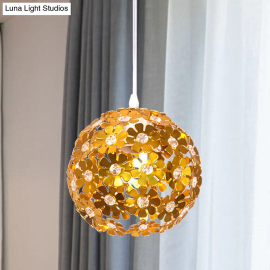 Modernist Silver/Purple/Gold Domed Pendant Ceiling Lamp With Flower Aluminium Shade Gold