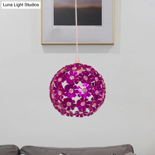 Modernist Silver/Purple/Gold Domed Pendant Ceiling Lamp With Flower Aluminium Shade