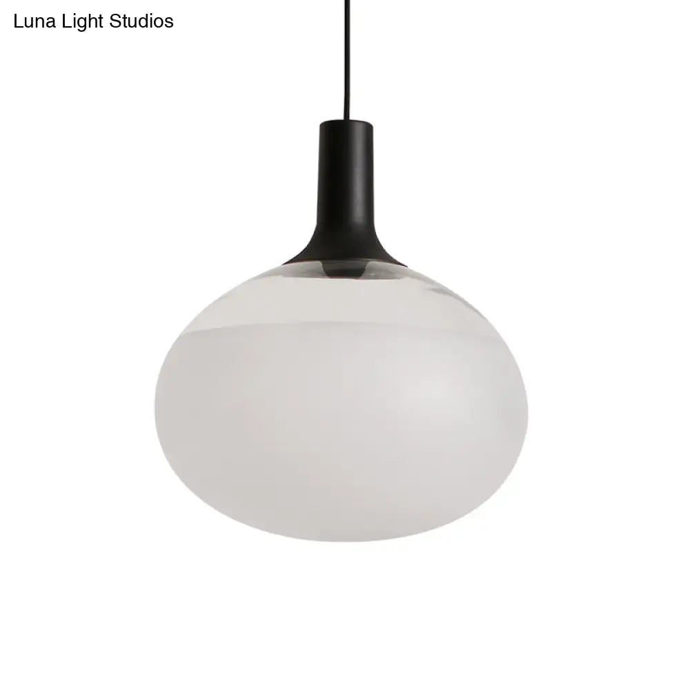 Modernist Elliptical Pendant Lamp With White/Grey/Amber Glass Black Led And White/Warm Light