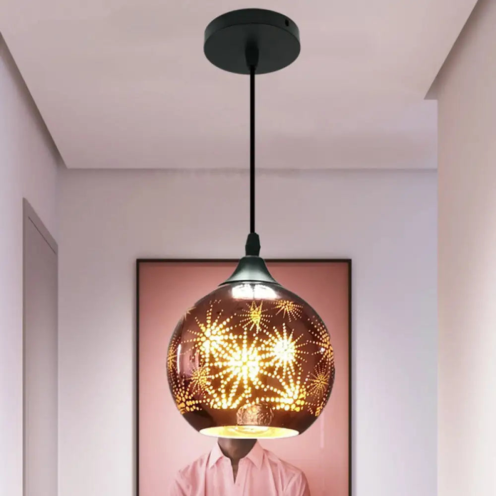 Modernist Firework Glass Bronze Ceiling Light - Stylish Globe Hanging Suspension Lighting For