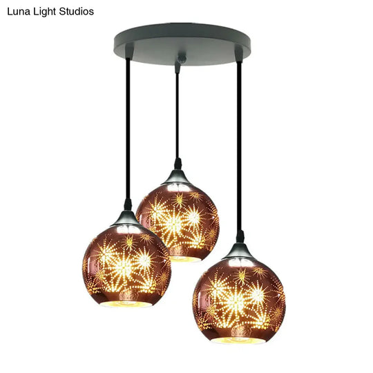 Modernist Firework Glass Globe Ceiling Light - Bronze Suspension Lighting For Corridor 3 /