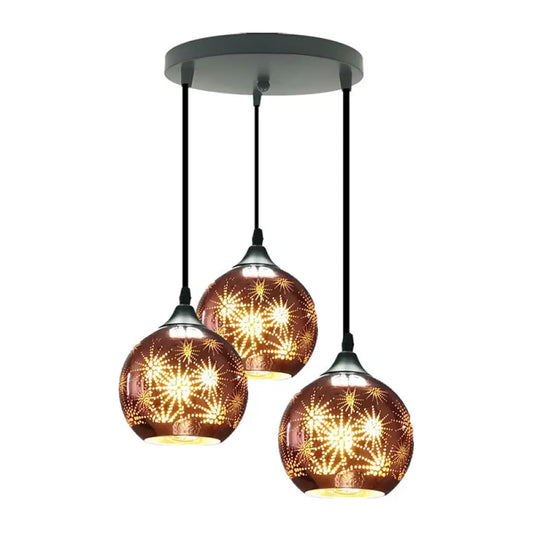 Modernist Firework Glass Bronze Ceiling Light - Stylish Globe Hanging Suspension Lighting For