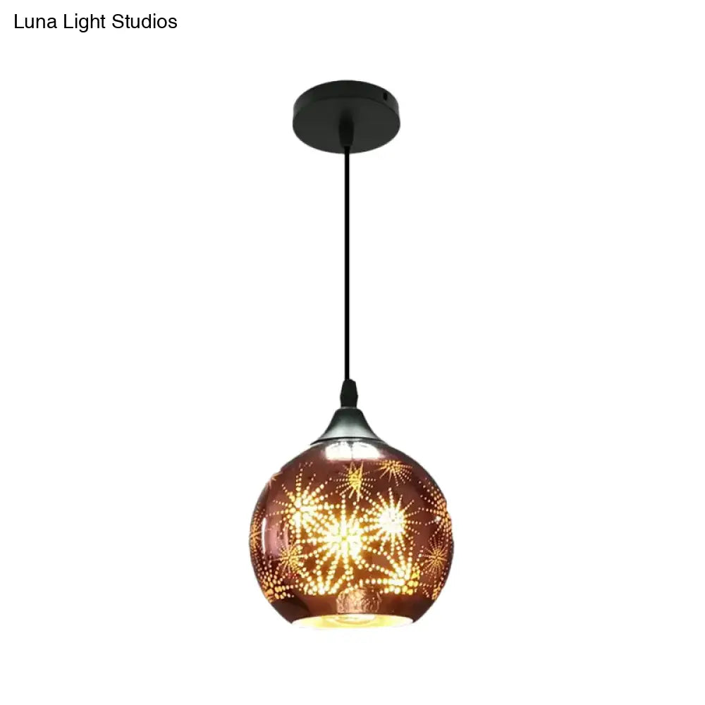 Modernist Firework Glass Bronze Ceiling Light - Stylish Globe Hanging Suspension Lighting For