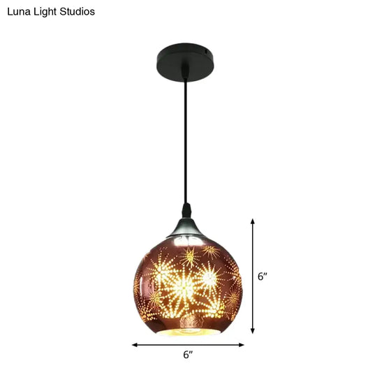 Modernist Firework Glass Bronze Ceiling Light - Stylish Globe Hanging Suspension Lighting For