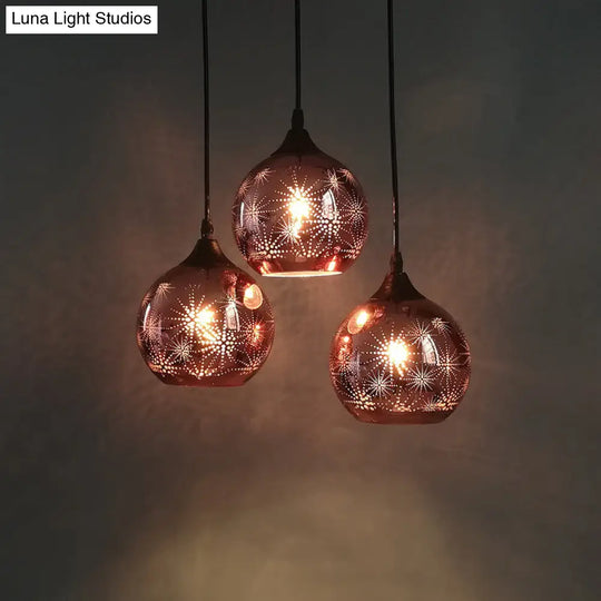 Modernist Firework Glass Globe Ceiling Light - Bronze Suspension Lighting For Corridor