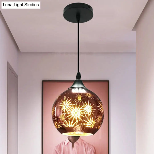 Modernist Firework Glass Globe Ceiling Light - Bronze Suspension Lighting For Corridor 1 /