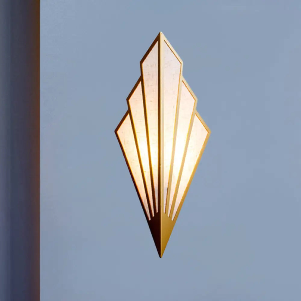 Modernist Folding Fan Metal Wall Sconce - 1-Light Gold Flush Mount Lamp