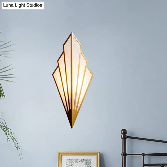 Modernist Folding Fan Metal Wall Sconce - 1-Light Gold Flush Mount Lamp