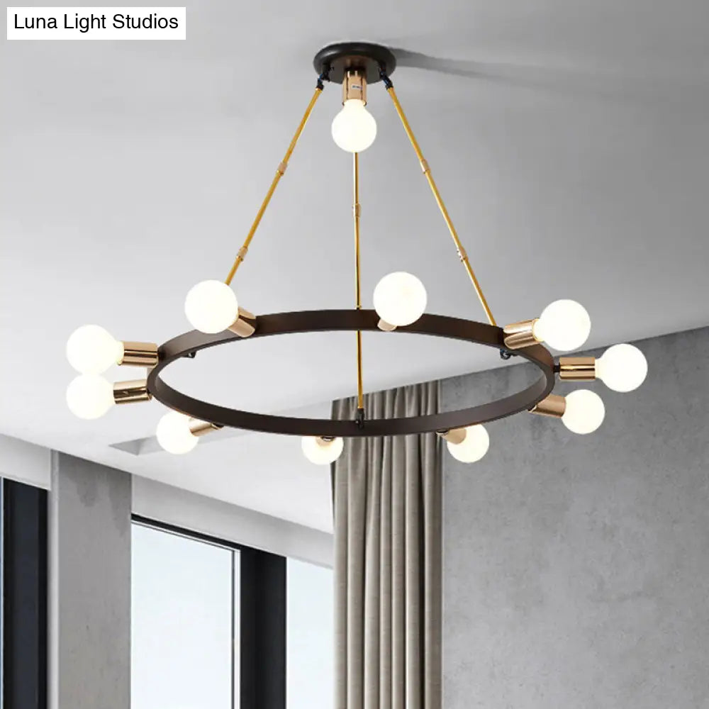 Frosted White Glass Bubble Chandelier - 11 Heads Black Ceiling Pendant Light Modernist Design