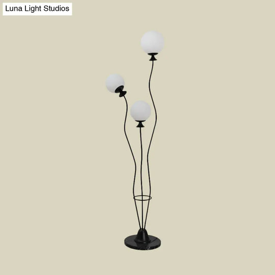 Modernist Glass Ball Standing Floor Lamp With Curved Arm - 3 Heads For Living Room Reading