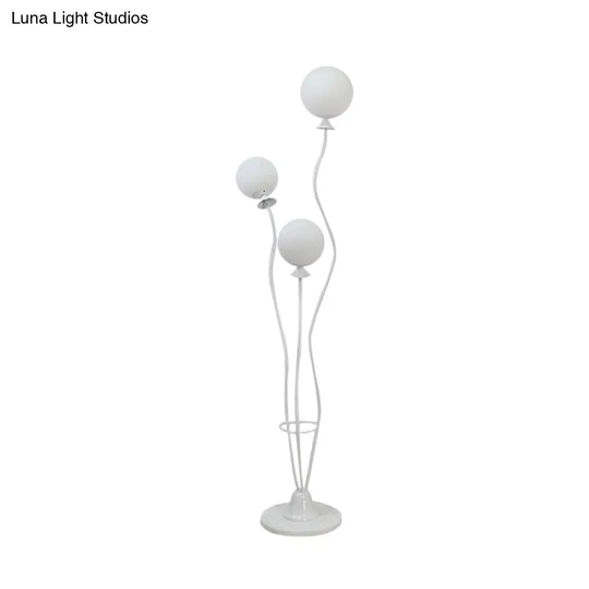 Modernist Glass Ball Standing Floor Lamp With Curved Arm - 3 Heads For Living Room Reading