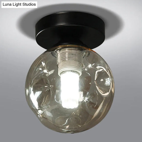 Modernist Glass Ceiling Flush Mount Light Fixture For Hallway Cognac