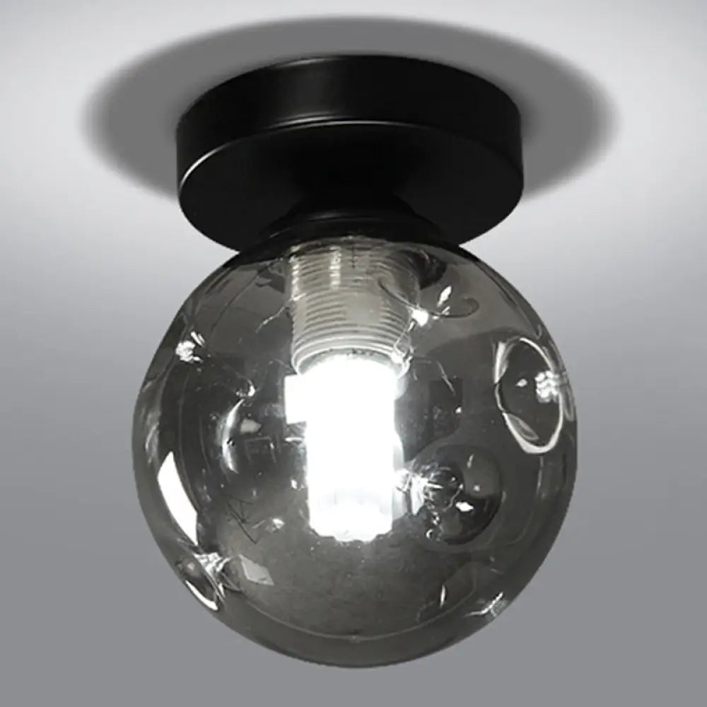 Modernist Glass Ceiling Flush Mount Light Fixture For Hallway Smoke Gray