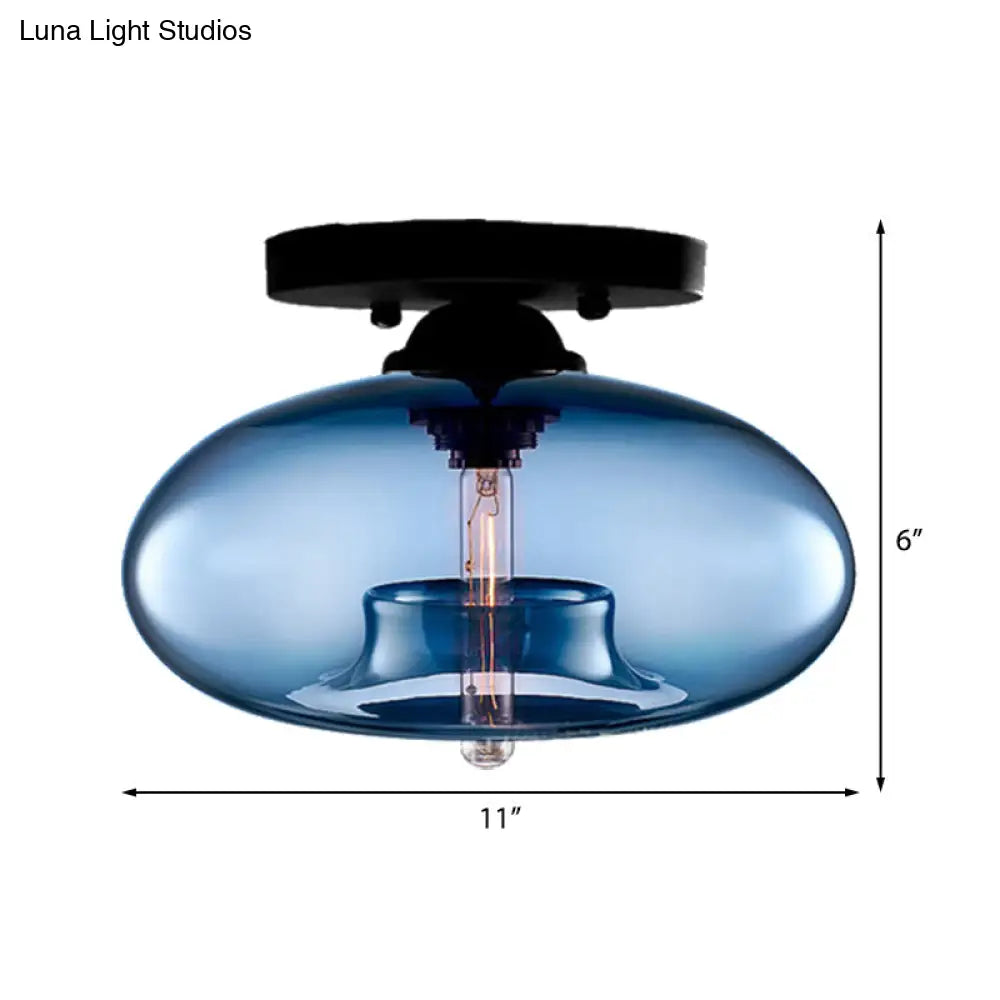 Modernist Glass Flush Ceiling Light Fixture - Oblong Shape 1 Sky Blue/Amber/Smoke Gray/Coffee 11’