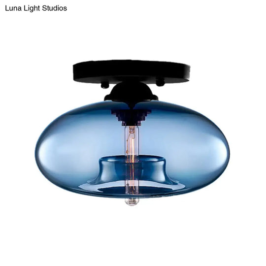 Modernist Glass Flush Ceiling Light Fixture - Oblong Shape 1 Sky Blue/Amber/Smoke Gray/Coffee 11