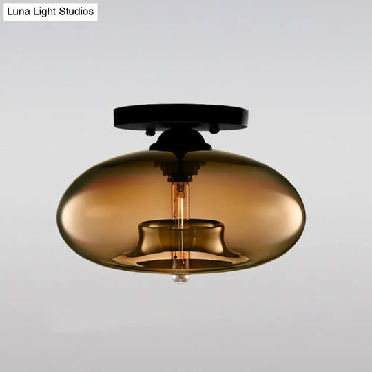 Modernist Glass Flush Ceiling Light Fixture - Oblong Shape 1 Sky Blue/Amber/Smoke Gray/Coffee 11
