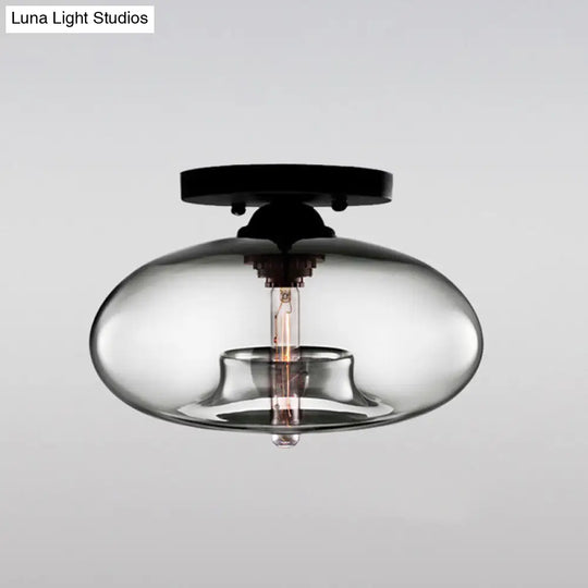 Modernist Glass Flush Ceiling Light Fixture - Oblong Shape 1 Sky Blue/Amber/Smoke Gray/Coffee 11