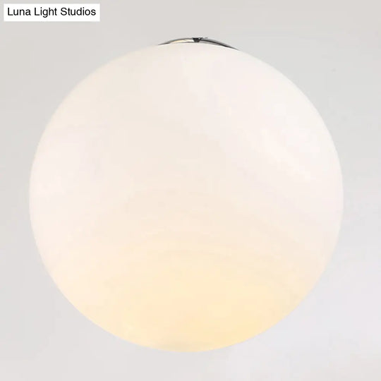 Modernist Glass Multi Light Pendant For Living Room With Orb Cream Shade And White Suspension