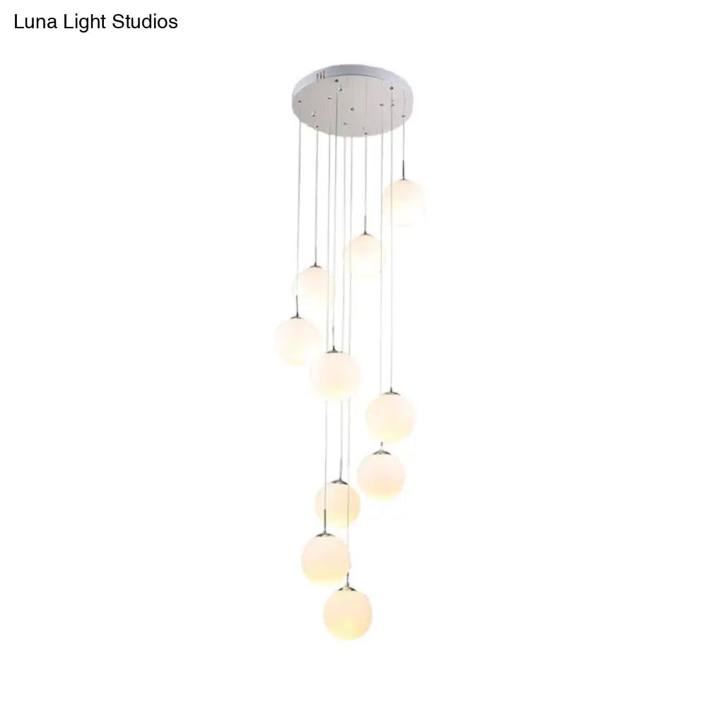 Modern White Glass Pendant Lamp With Multi Lights For Living Room Ceiling Suspension