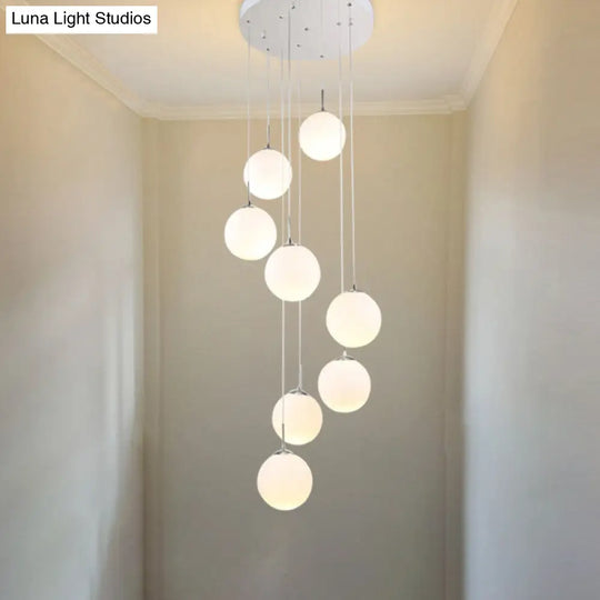 Modern White Glass Pendant Lamp With Multi Lights For Living Room Ceiling Suspension 8 / Cream