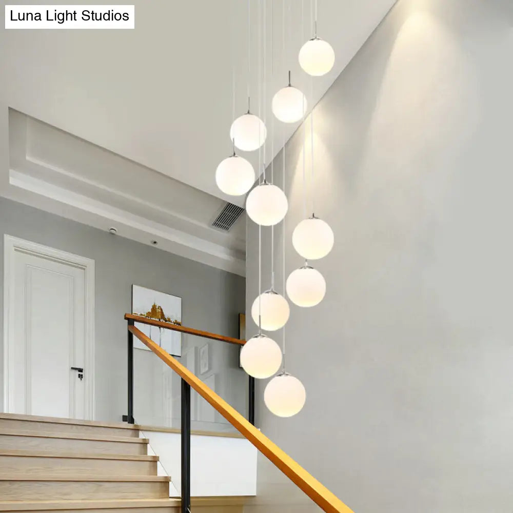 Modern White Glass Pendant Lamp With Multi Lights For Living Room Ceiling Suspension 10 / Cream