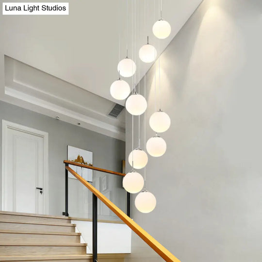 Modern White Glass Pendant Lamp With Multi Lights For Living Room Ceiling Suspension 10 / Cream