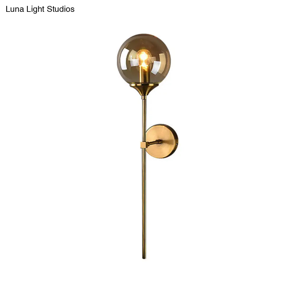 Modernist Glass Round Sconce Lamp: 1-Light Wall Mounted Light In Gold For Living Room