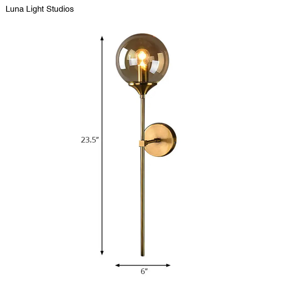 Modernist Glass Round Sconce Lamp: 1-Light Wall Mounted Light In Gold For Living Room