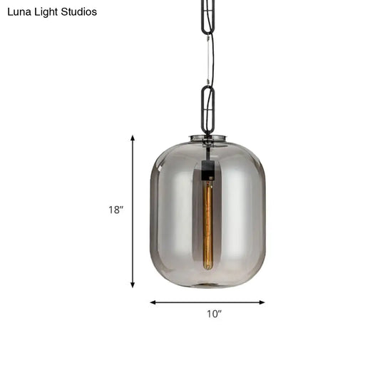 Modernist 1-Light Hanging Glass Pendant For Bedroom - Amber/Smoke Gray Oval Lighting 10/14 Wide