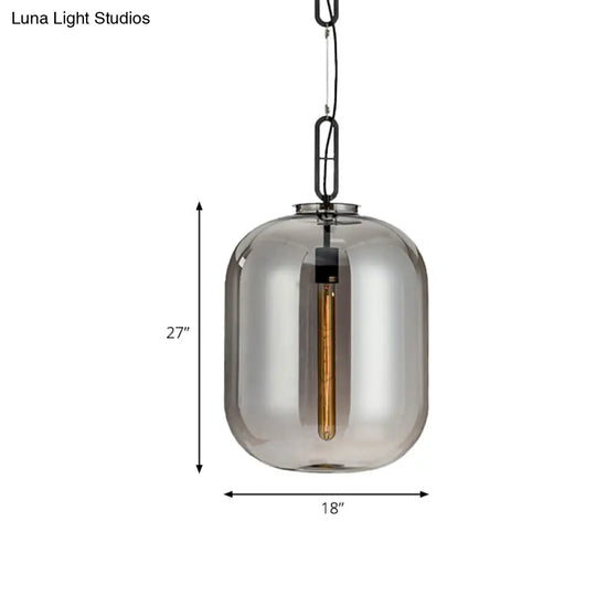 Modernist 1-Light Hanging Glass Pendant For Bedroom - Amber/Smoke Gray Oval Lighting 10/14 Wide