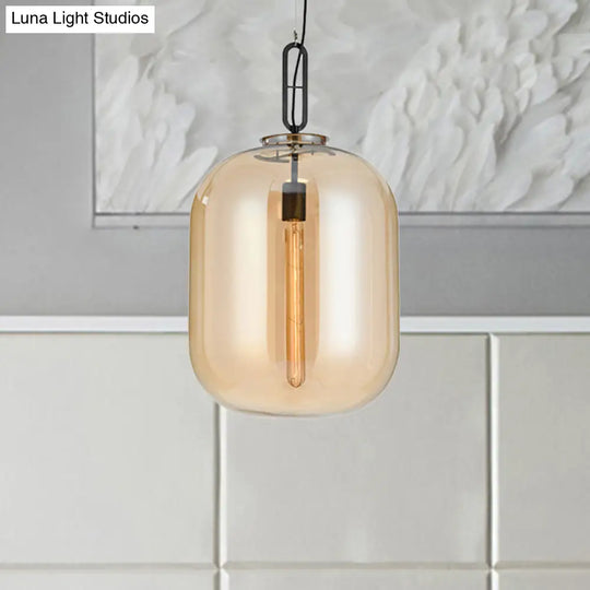 Modernist Glass Shade Oval Pendant Light Fixture For Bedroom 1 Amber/Smoke Gray 10’/14’ W