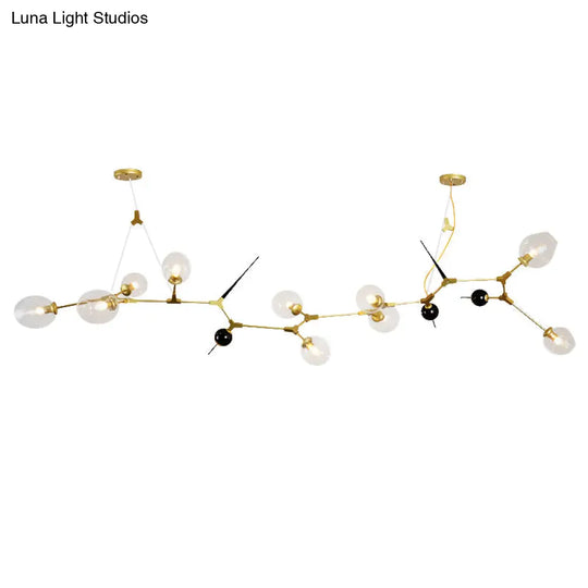 Modernist Gold Chandelier With Bubble Clear Glass Shades - 6/10 Lights Suspension Pendant