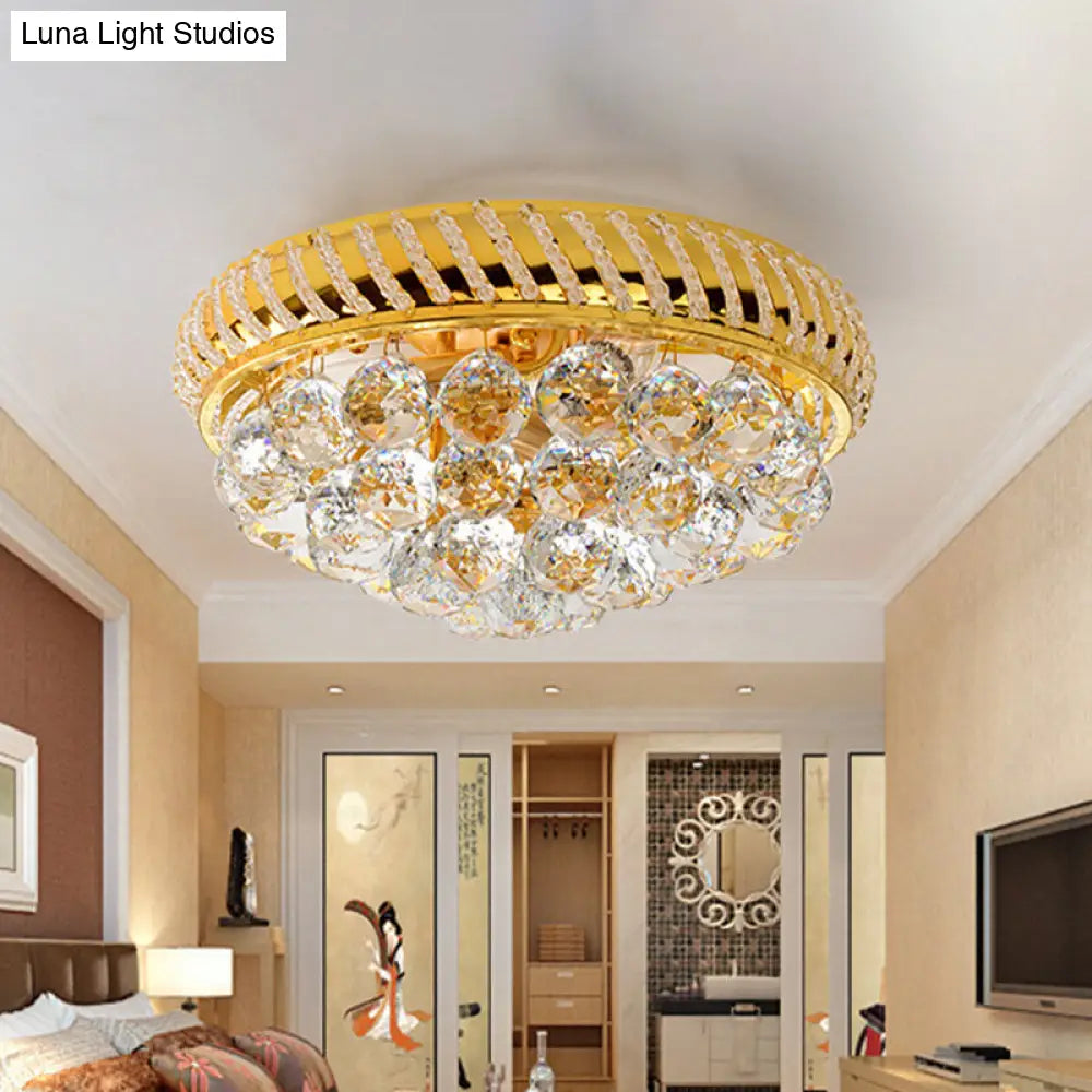 Modernist Gold Crystal Ball Flushmount Light With 3/4 Bulbs - Bedroom Ceiling Lamp 4 /