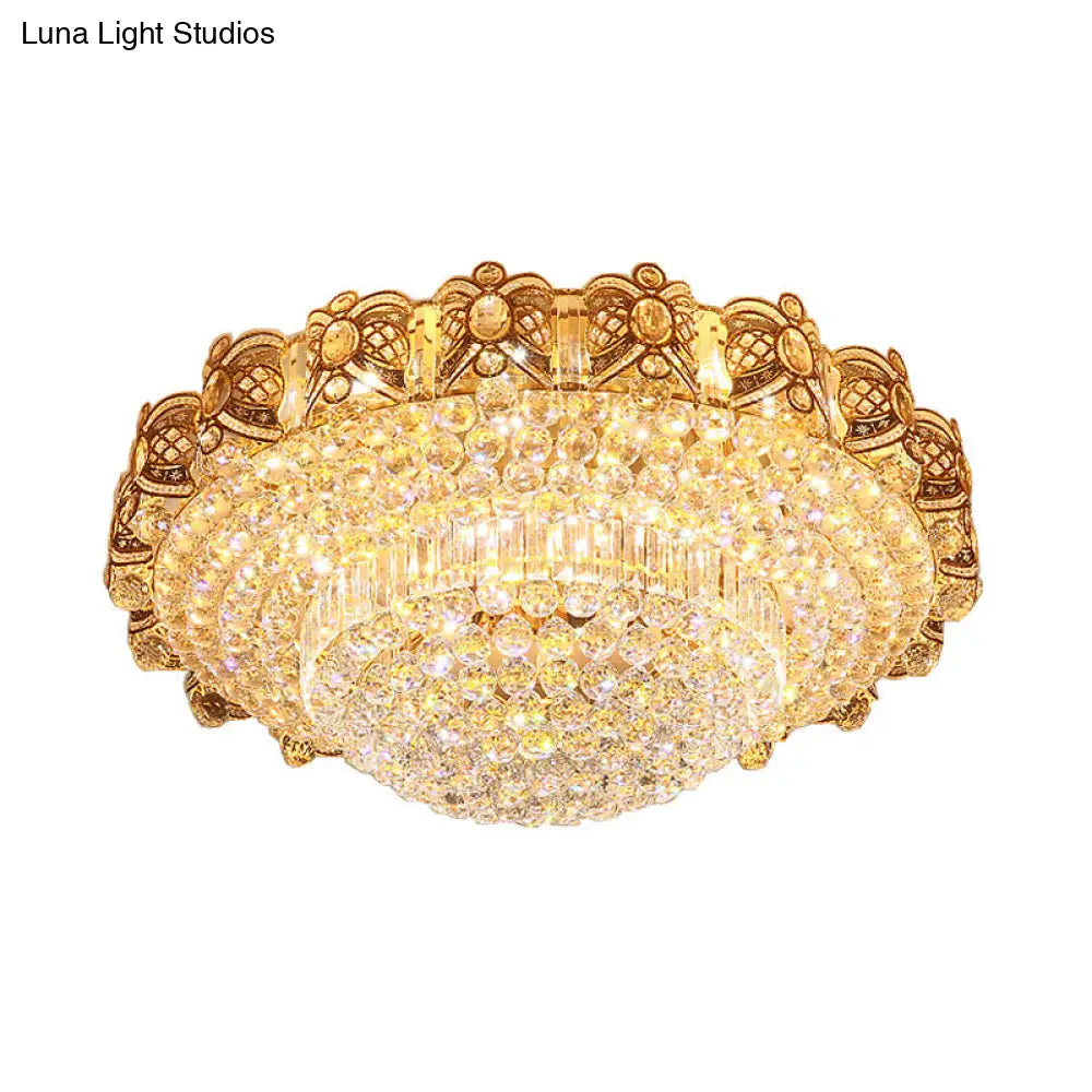 Modernist Gold Crystal Led Flush Ceiling Light: Multi - Tier Mount Fixture
