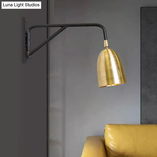 Modernist Gold Dome Wall Lamp - 1 Light Mounted Lighting For Living Room