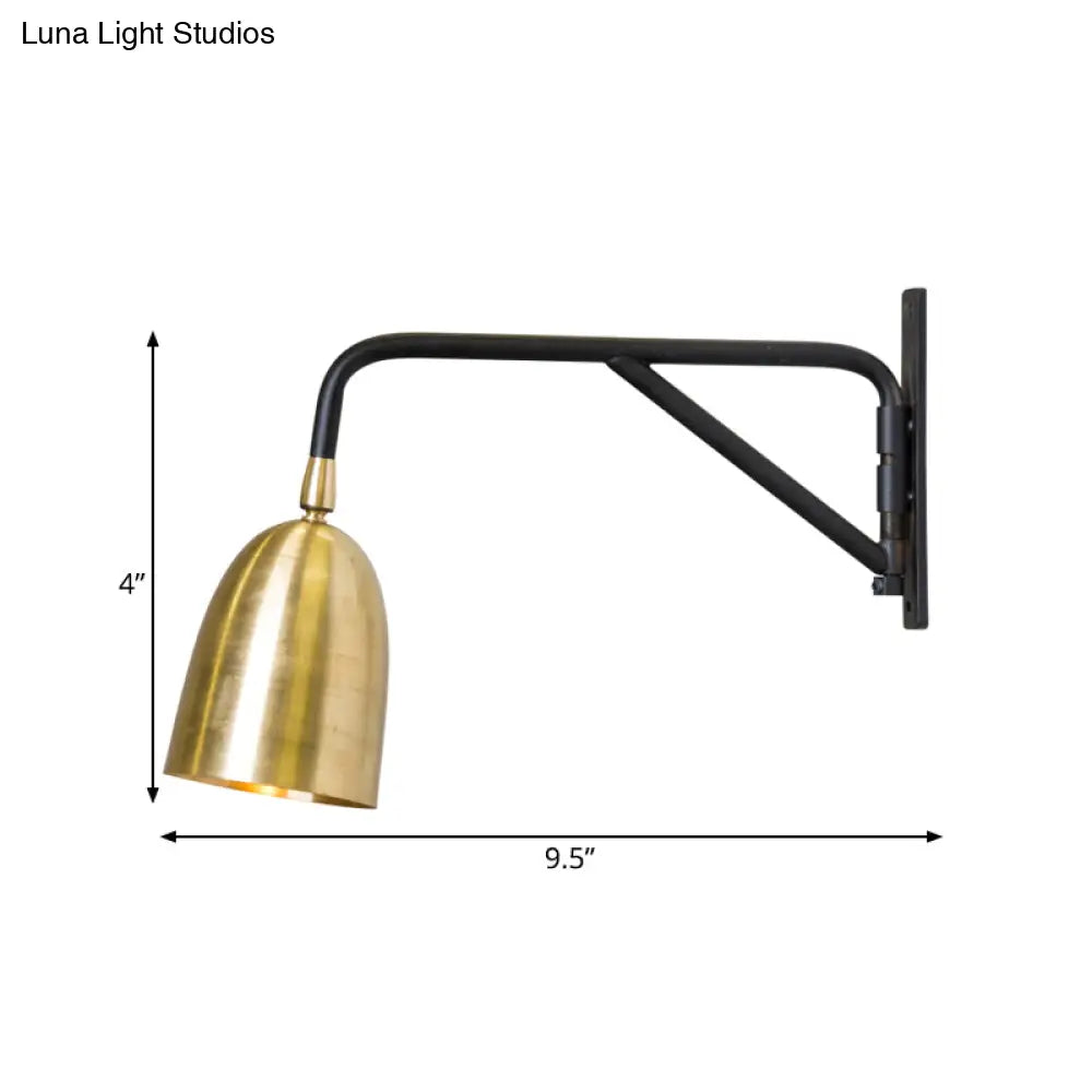 Modernist Gold Dome Wall Lamp - 1 Light Mounted Lighting For Living Room