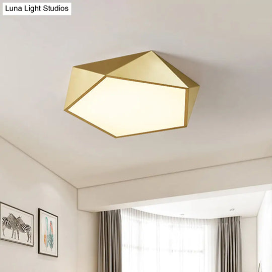 Modernist Gold Finish Led Pentagon Bedroom Flush Ceiling Light Fixture (16.5/20.5W) / 16.5