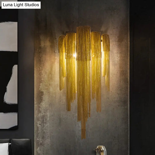 Modernist Gold Finish Tassels Wall Sconce - Aluminum Led Mount Lamp