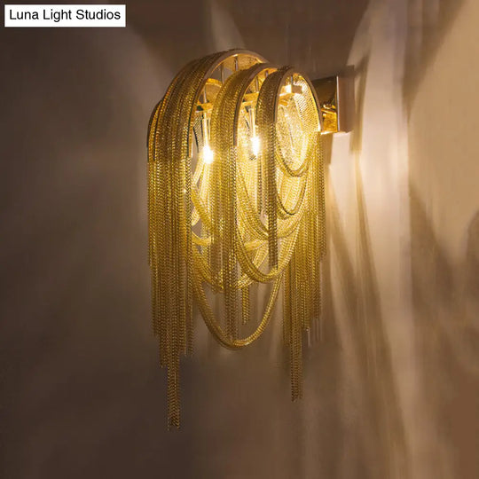 Modernist Gold Finish Tassels Wall Sconce - Aluminum Led Mount Lamp