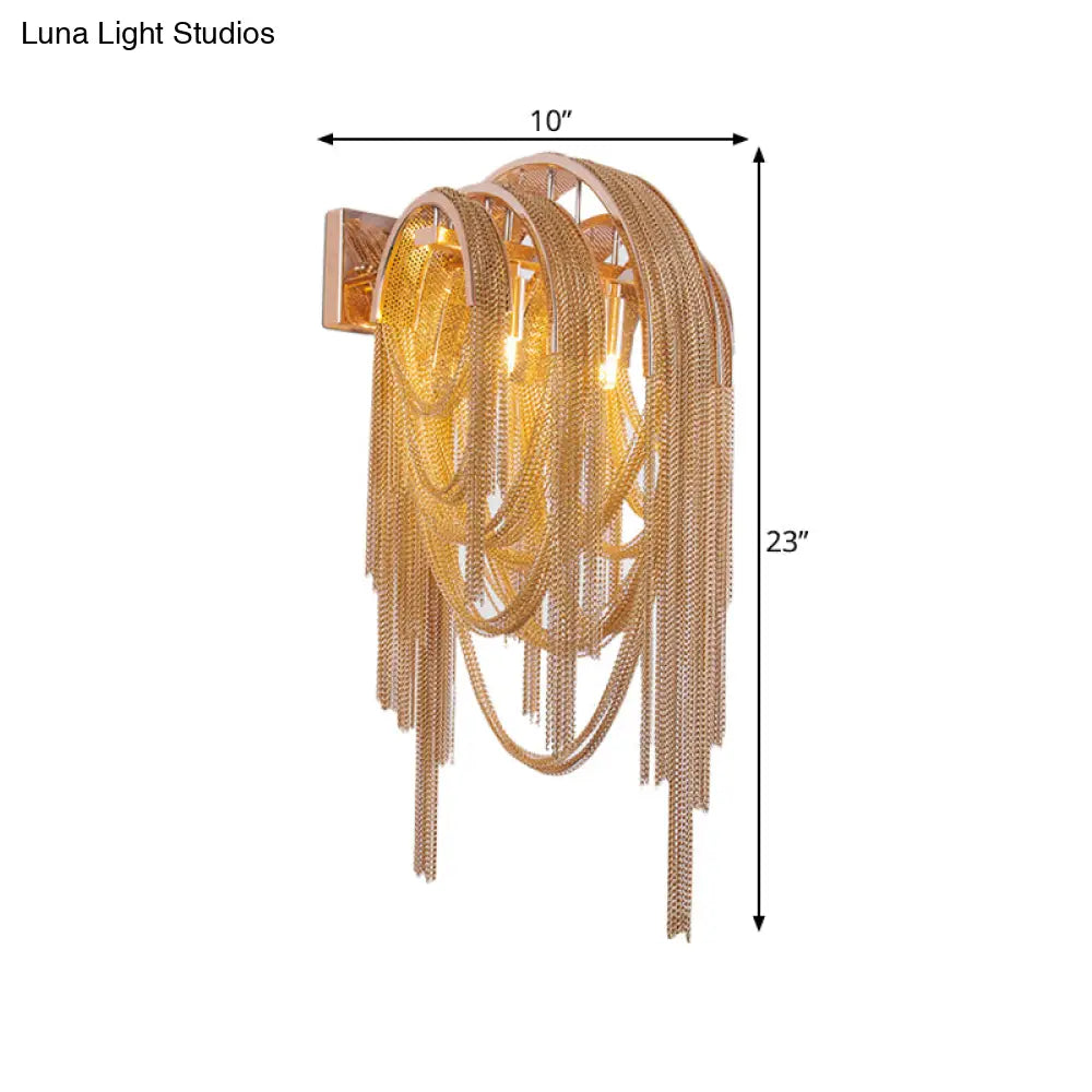 Modernist Gold Finish Tassels Wall Sconce - Aluminum Led Mount Lamp