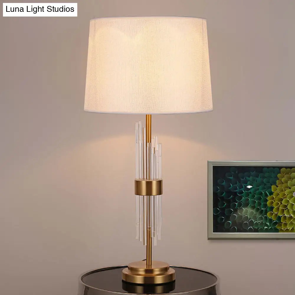 Modernist Gold Flare Task Lighting - 1 Head Fabric Reading Book Light For Living Room