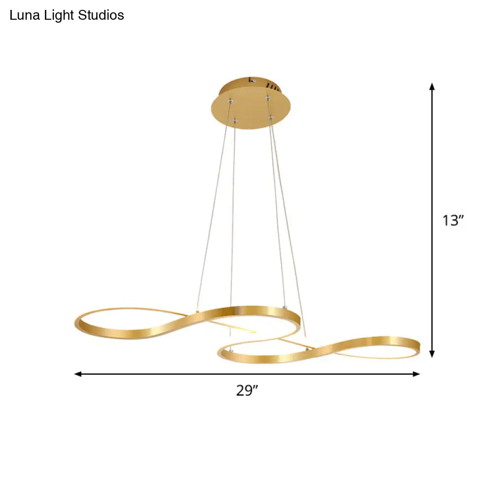 Modernist Gold Kitchen Chandelier Ceiling Pendant Light With Silica Gel And Led Closed Curve Design