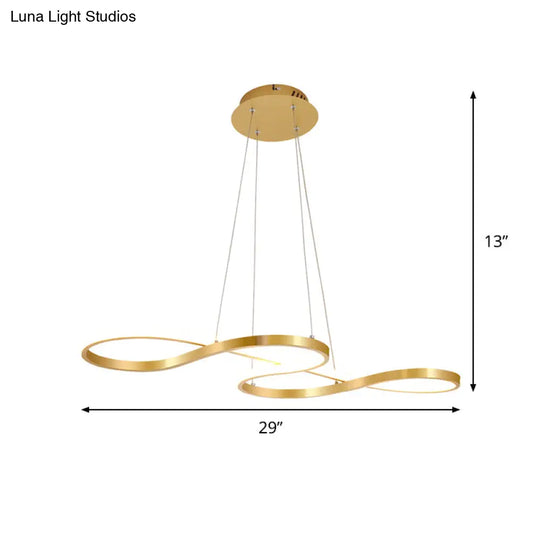 Modernist Gold Kitchen Chandelier Ceiling Pendant Light With Silica Gel And Led Closed Curve Design